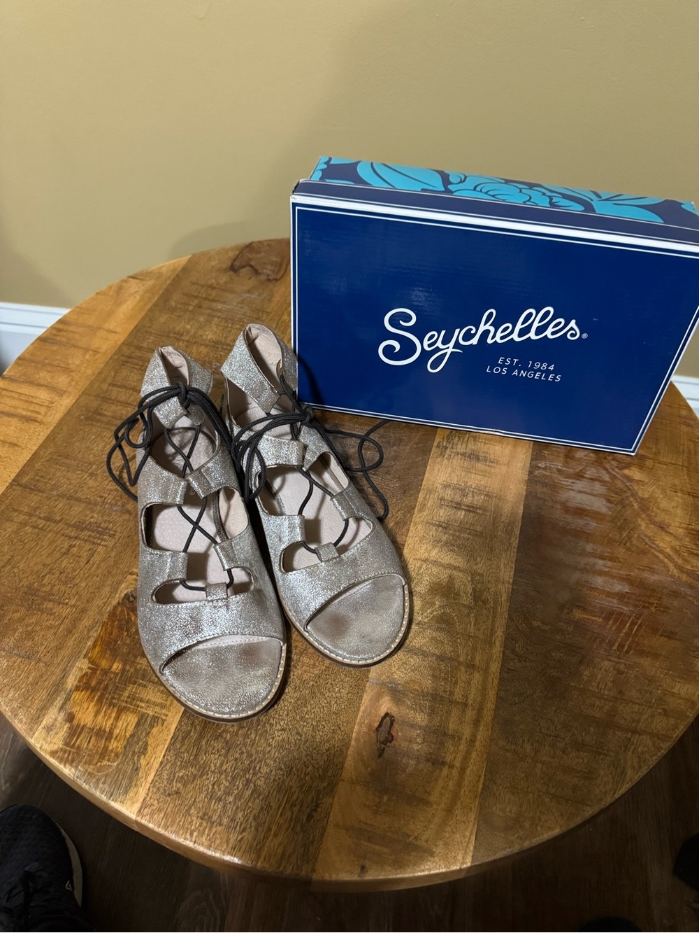 Seychelles Shimmery Pewter Lace-Up Gladiator Sandals